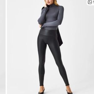SPANX High Rise Faux Leather Leggings Large